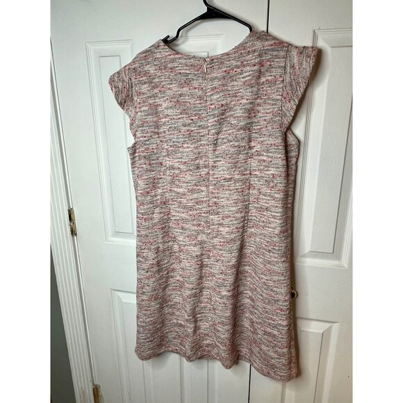 Loft Coral, Pink Boucle Knit Flutter Sleeve Shift Dress Size 24 Plus Sweater Fee - Picture 9 of 10